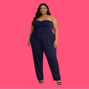 Target Navy Strapless Jumpsuit